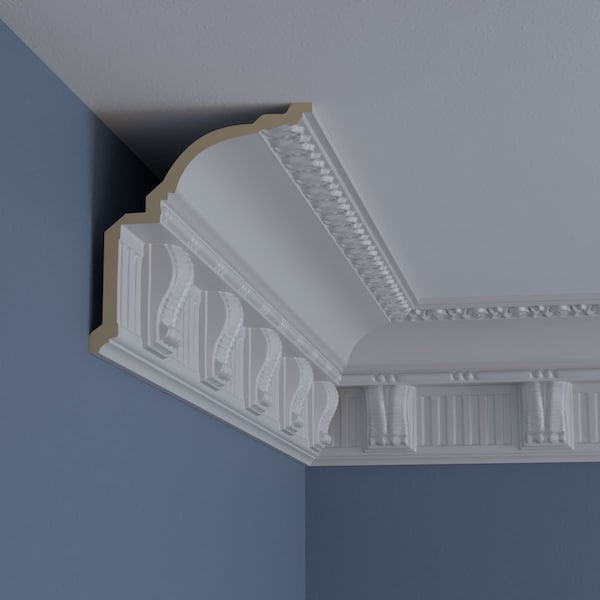 Ekena Millwork 6 1/8"H x 5 3/8"P x 8 1/8"F x 94 1/2"L, (6 1/4" Repeat), Crendon Crown Moulding - MLD06X05X08CR