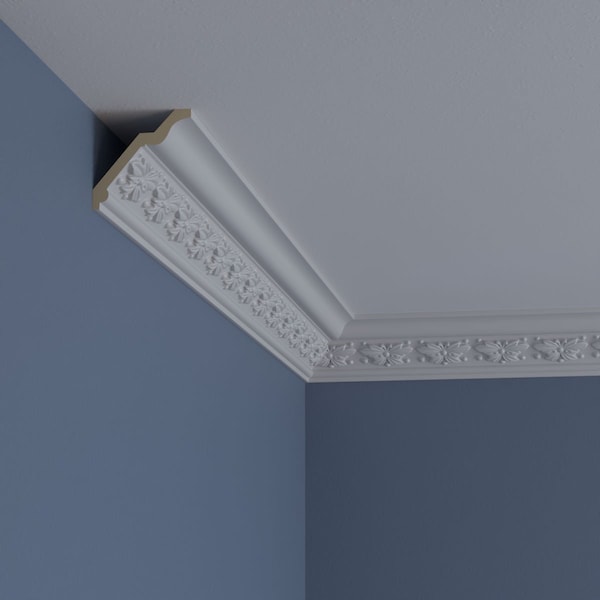 Ekena Millwork 2 1/2"H x 2 1/2"P x 3 5/8"F x 94 1/2"L, (2 1/2" Repeat), Butterfly Crown Moulding - MLD02X02X03BT