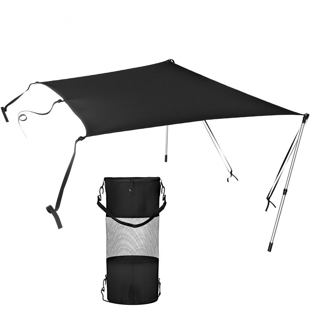 VEVOR T-Top Sun Shade Kit 6' x 7', UV-Proof 600D Polyester T-top Extension Kit with Rustproof Steel Telescopic Poles, Waterproof T-Top Shade Kit, Easy to Assemble for T-Tops ＆ Bimini Top - DBKZZYTJYC6X7USI7V0
