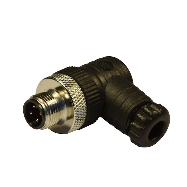 Conector macho de campo en ángulo de 90 grados M12 con terminal de tornillo, prensaestopas PG7, negro, 8 polos - 12MB5000