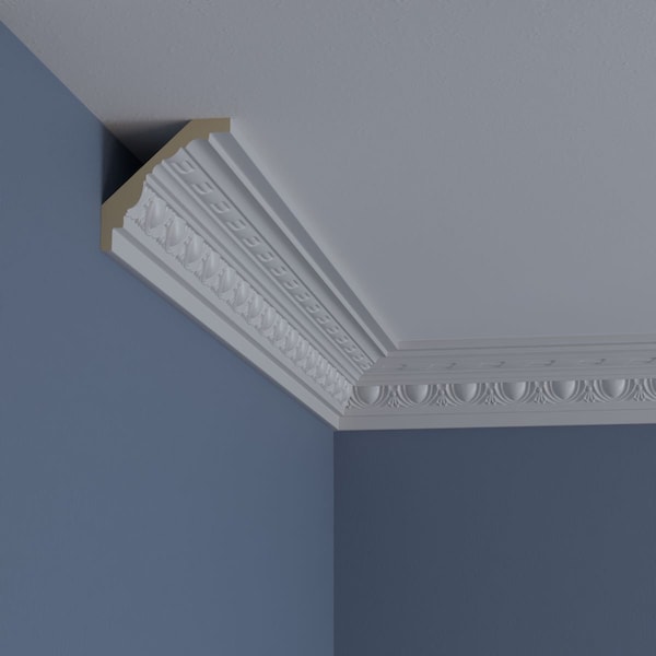 Ekena Millwork 3"H x 3"P x 4 1/4"F x 94 1/2"L, (1 7/8" Repeat) Jackson Egg & Dart with Rope Crown Moulding - MLD03X03X04JA