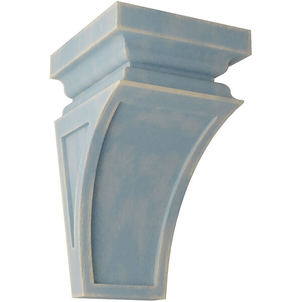 Ekena Millwork 3 1/2"W x 3 3/4"D x 6"H Mini Nevio Wood Vintage Decor Corbel, Driftwood Blue - CORWD03X03X06NEBU