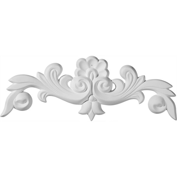 Ekena Millwork 10 5/8"W x 3 7/8"H x 5/8"P Benson Flowing Leaves Center with Scrolls Onlay - ONL10X04X01BN