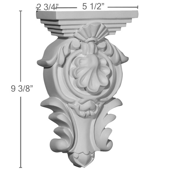 Ekena Millwork 5 1/2"W x 2 3/4"D x 9 3/8"H Royal Leaf Corbel - COR05X02X09MO