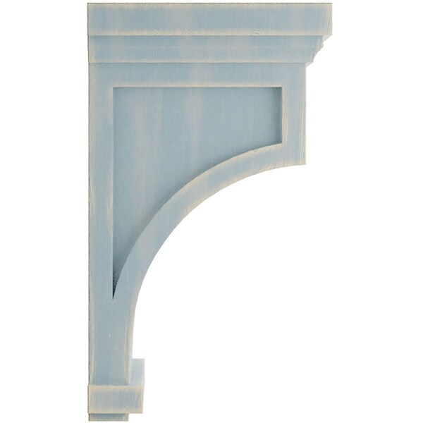 Ekena Millwork 7"W x 7 1/2"D x 13"H Fluted Wood Vintage Decor Corbel, Driftwood Blue - CORWD07X07X13FLBU