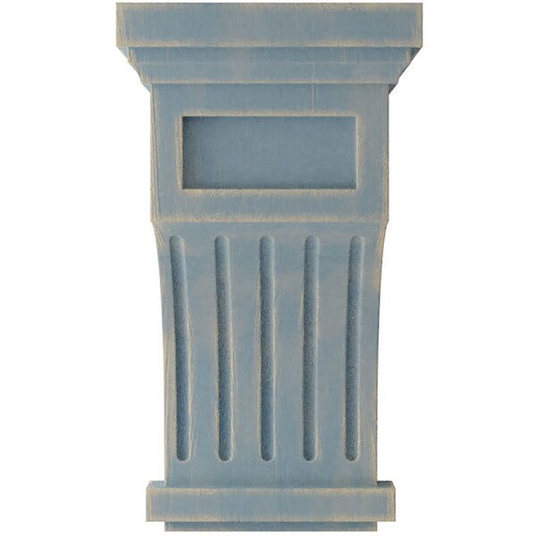 Ekena Millwork 7"W x 7 1/2"D x 13"H Fluted Wood Vintage Decor Corbel, Driftwood Blue - CORWD07X07X13FLBU