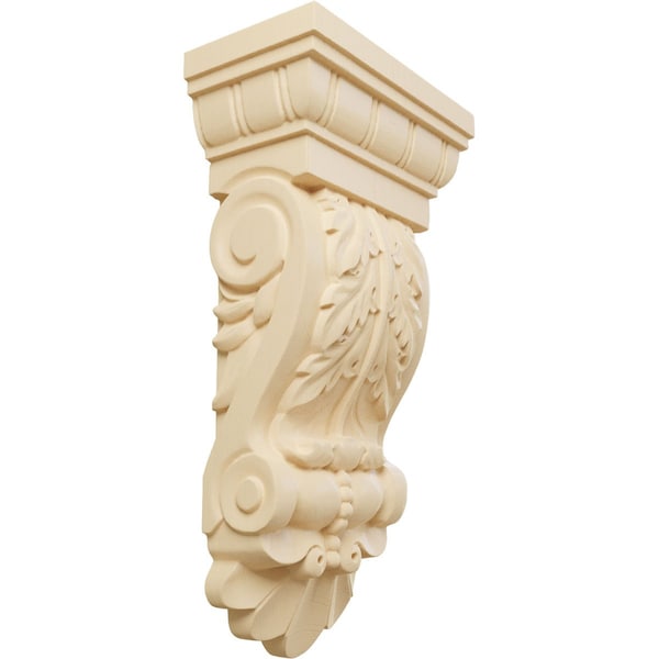 Ekena Millwork 5 1/8"W x 2 3/4"D x 9 3/4"H Thin Flowing Acanthus Corbel, Maple - COR05X02X09ACMA