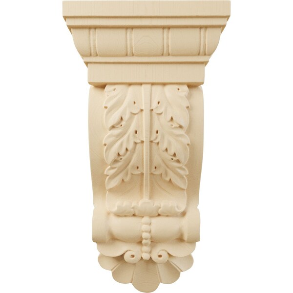 Ekena Millwork 5 1/8"W x 2 3/4"D x 9 3/4"H Thin Flowing Acanthus Corbel, Maple - COR05X02X09ACMA