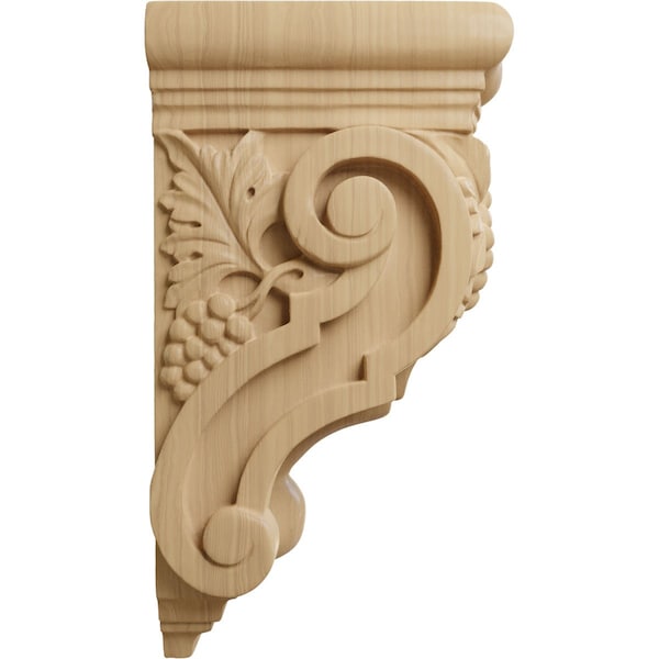 Ekena Millwork 3 1/2"W x 4 3/8"D x 7 7/8"H Small Grape Bunches Corbel, Cherry - COR03X04X07GRCH