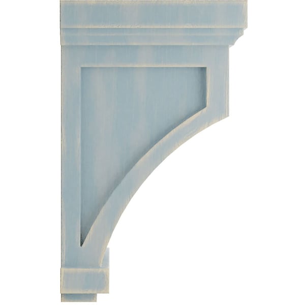 Ekena Millwork 4 1/4"W x 4 1/4"D x 7"H Fluted Wood Vintage Decor Corbel, Driftwood Blue - CORWD04X04X07FLBU