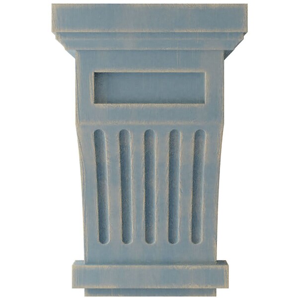 Ekena Millwork 4 1/4"W x 4 1/4"D x 7"H Fluted Wood Vintage Decor Corbel, Driftwood Blue - CORWD04X04X07FLBU