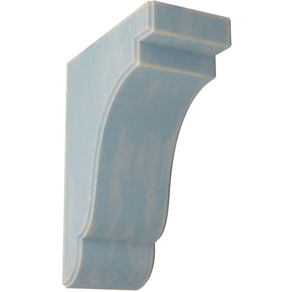 Ekena Millwork 3 1/2"W x 7 1/4"D x 9 1/2"H Bedford Wood Vintage Decor Bracket, Driftwood Blue - BKTWD04X07X10BEBU