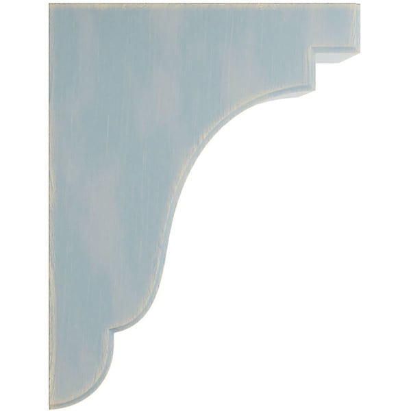 Ekena Millwork 3 1/2"W x 7 1/4"D x 9 1/2"H Bedford Wood Vintage Decor Bracket, Driftwood Blue - BKTWD04X07X10BEBU
