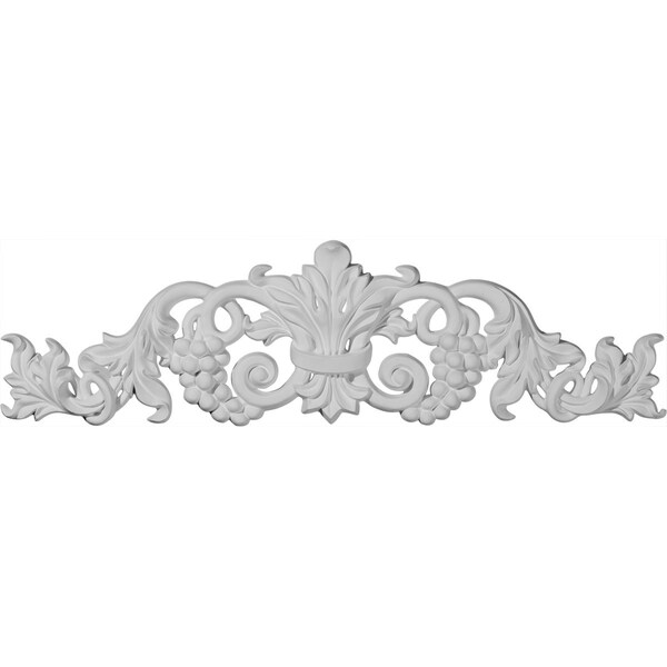 Ekena Millwork 19 1/4"W  x 5 3/8"H x  7/8"P Small Grape and Leaf Center with Scrolls Onlay - ONL19X05X01GR