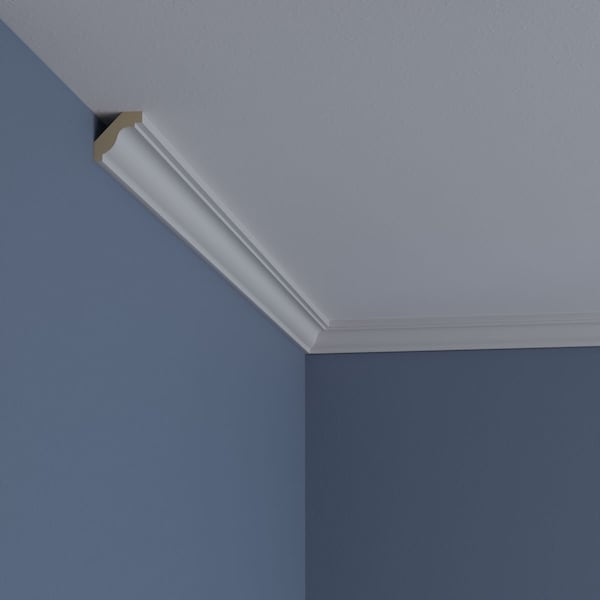 Ekena Millwork 1 1/4"H x 1 1/4"P x 1 3/4"F x 94 1/2"L Hillsborough Traditional Smooth Crown Moulding - MLD01X01X01HI