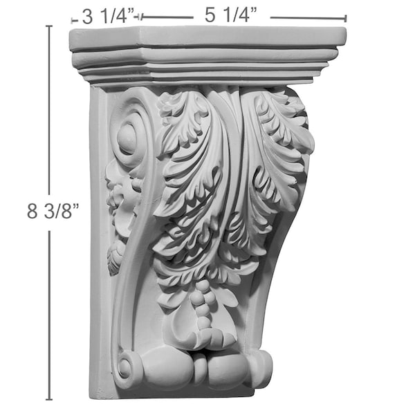 Ekena Millwork 5 1/4"W x 3 1/4"D x 8 3/8"H Edinburgh Corbel - COR05X03X08ED