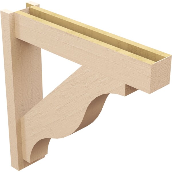 Ekena Millwork 6-in W x 28-in D x 28-in H Funston Block Rough Cedar Woodgrain TimberThane Outlooker, Primed Tan - OUTUR060X28X28FST44RCPR