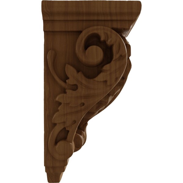 Ekena Millwork 2 1/4"W x 2 1/4"D x 4 1/4"H Extra Small Acanthus Wood Corbel, Cherry - CORW02X02X04ACCH