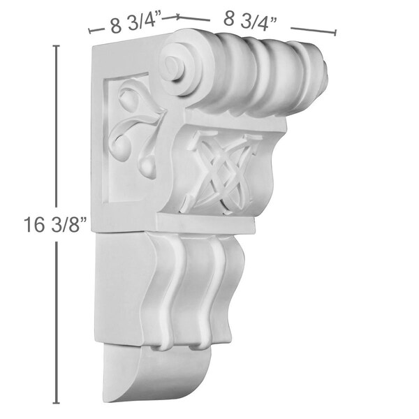 Ekena Millwork 8 3/4"W x 8 3/4"D x 16 3/8"H Colonial Corbel - COR09X09X16CO