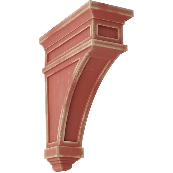 Ekena Millwork 4 1/2"W x 10"D x 13 3/4"H Arlington Wood Vintage Decor Corbel, Salvage Red - CORWD04X10X13ARRD