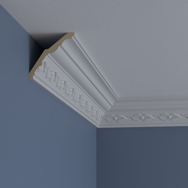 Ekena Millwork 3 5/8"H x 3 5/8"P x 5 1/8"F x 94 1/2"L, (3 1/2" Repeat), Washington Crown Moulding - MLD03X03X05WA