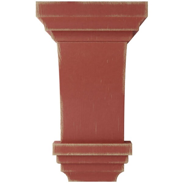 Ekena Millwork 3 1/2"W x 3 3/4"D x 6"H Mini Jefferson Wood Vintage Decor Corbel, Salvage Red - CORWD03X03X06JERD
