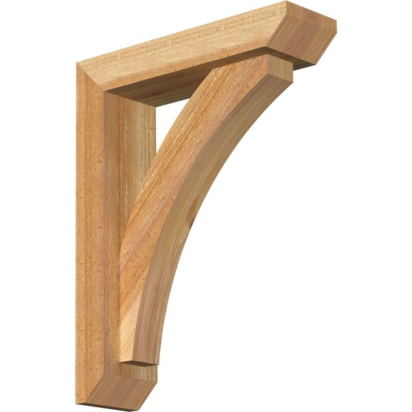 Ekena Millwork Thorton Slat Rough Sawn Bracket w/ Offset Brace, Western Red Cedar, 4"W x 14"D x 18"H - BKT0402X14X18THR06RWR