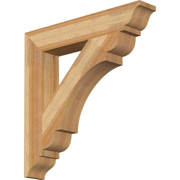 Ekena Millwork Olympic Traditional Rough Sawn Bracket, Western Red Cedar, 4"W x 24"D x 24"H - BKT04X24X24OLY01RWR