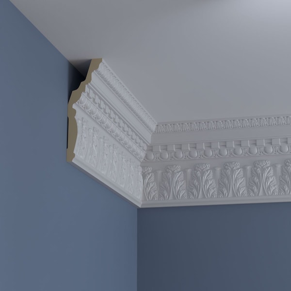 Ekena Millwork 11 7/8"H x 4"P x 12 5/8"F x 94 1/2"L Chesterfield Dentil & Egg Crown Moulding - MLD11X04X12CH