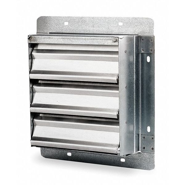 Dayton 10 in 13"H-W 5.75"L Alu Wall Backdraft Dampr, 10-1/2 in x 10-1/2 in, Aluminum - 2C526