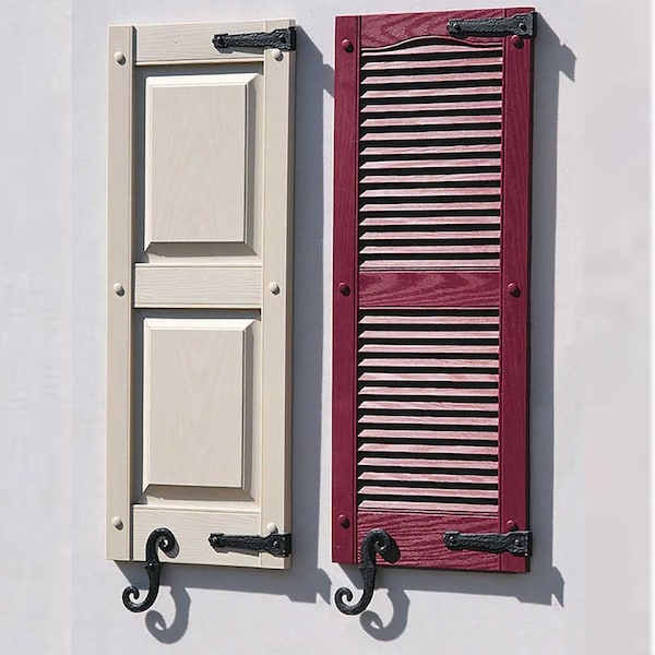 Ekena Millwork Decorative Vinyl Hinges, 4 Hinges, 2 S-Hooks for Lifetime Vinyl Shutters, 002 - Black - LVDH0006002