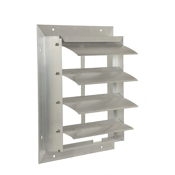 Dayton 12 in 15"H-W 6.5"L Extrd Alu Backdraft Dampr, 12-1/2 in x 12-1/2 in, Aluminum - 4FZH3