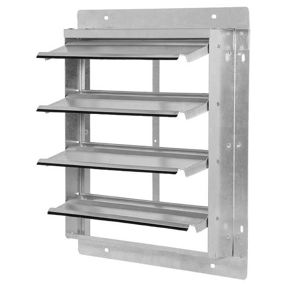 Dayton 20 in 25"H-W 5.75"L Alu Wall Backdraft Dampr, 22-1/2 in x 22-1/2 in, Aluminum - 53DR11