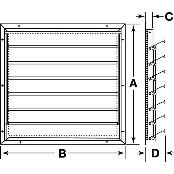 Dayton 42 in 44.75"H-W Alu Universal Backdraft Dampr, 43 in x 43 in, Aluminum - 3HHT2