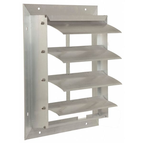Dayton 16 in 19"H-W 6.5"L Extrd Alu Backdraft Dampr, 16-1/2 in x 16-1/2 in, Aluminum - 4FZH4