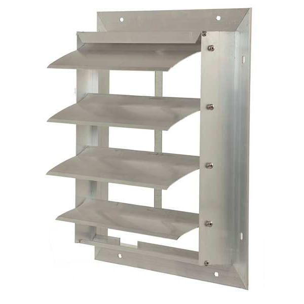 Dayton 16 in 19"H-W 6.5"L Extrd Alu Backdraft Dampr, 16-1/2 in x 16-1/2 in, Aluminum - 4FZH4
