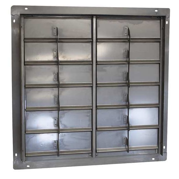 Dayton 24 in 27"H-W 5 1/4"L SS Backdraft Dampr, 24-1/2 in x 24-1/2 in, Stainless Steel - 4FZJ8