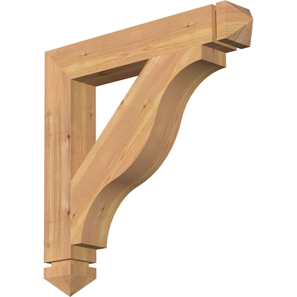 Ekena Millwork Funston Arts & Crafts Smooth Bracket, Western Red Cedar, 3 1/2"W x 24"D x 24"H - BKT04X24X24FST03SWR