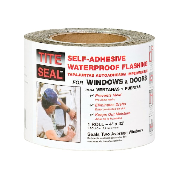 Tite Seal Tite Seal 4 in. W X 33 ft. L Rubber Self-Adhesive Waterproof Flashing Silver - TS433