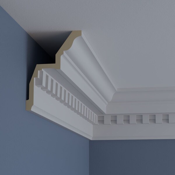 Ekena Millwork 6 3/4"H x 4 3/4"P x 8 3/8"F x 94 1/2"L Dentil Crown Moulding - MLD06X04X08DE