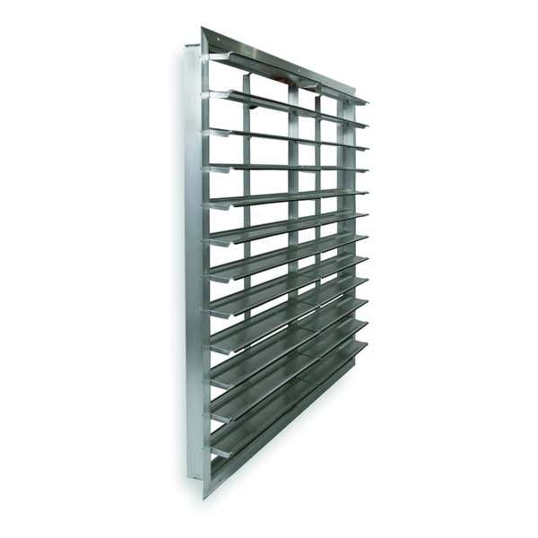 Dayton 42 in 45"H-W 5.75"L Alu Wall Exhaust Shutter, 42-1/2 in x 42-1/2 in, Aluminum - 2FTW1