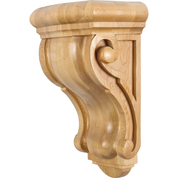 Hardware Resources 8-1/8" Wx6-1/8"Dx14"H Rubberwood Scrolled Corbel - CORQ-7RW