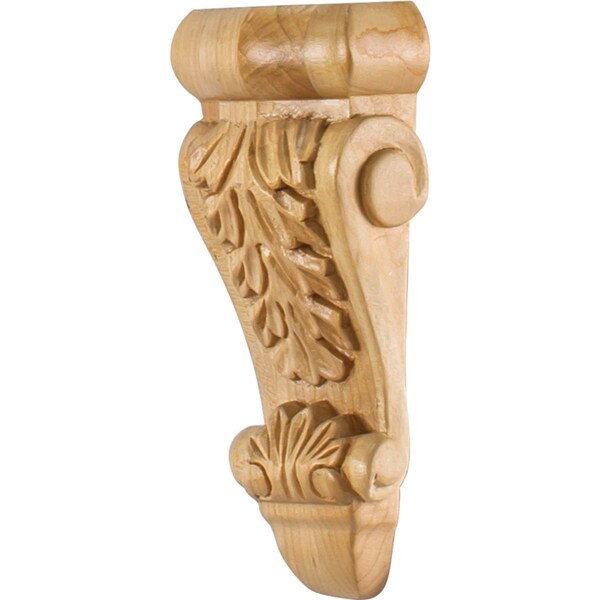 Hardware Resources 2-3/4" Wx1-3/8"Dx6"H Rubberwood Low-profile Acanthus Corbel - CORK-1RW