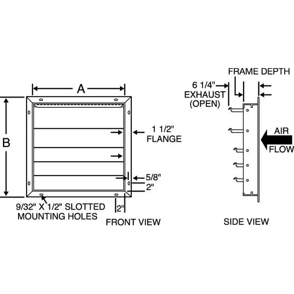 Dayton 30 in 33"H-W 5.75"L Aluminum Backdraft Damper, 30-1/2 in x 30-1/2 in, Aluminum - 3C309