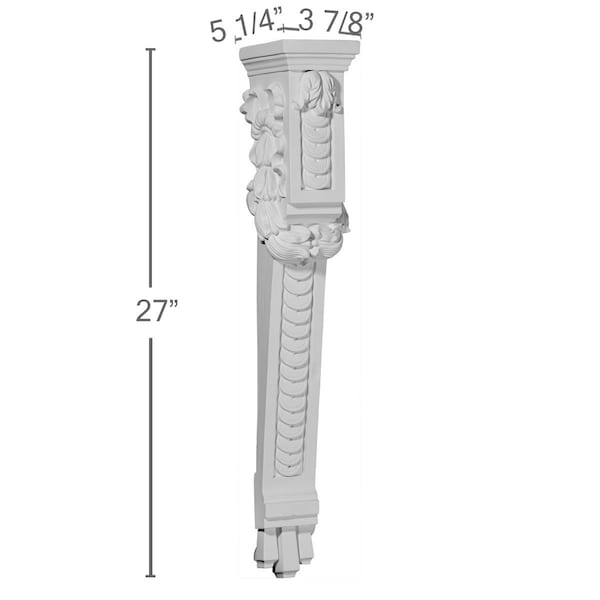 Ekena Millwork 3 7/8"W x 5 1/4"D x 27"H Odessa Extra Large Corbel - COR03X05X27OD