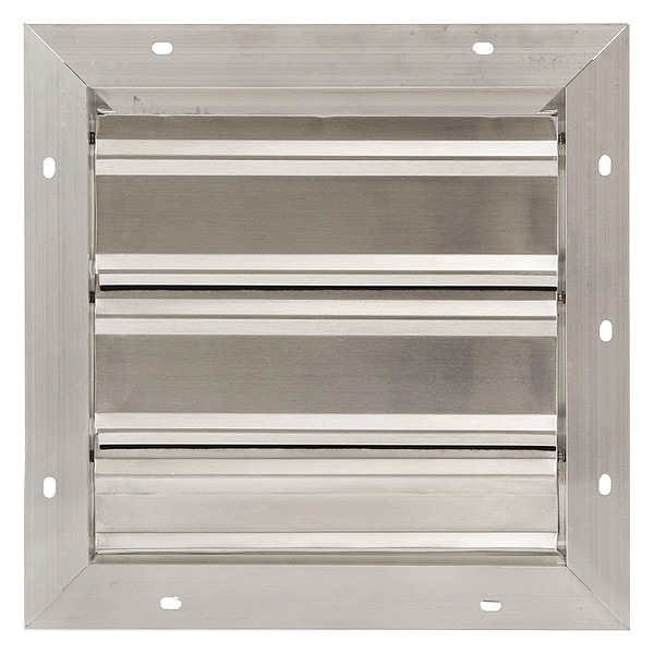 Dayton 12 in 15"H-W 5 1/4"L Aluminum Backdraft Damper, 12-1/2 in x 12-1/2 in, Aluminum - 3HHN5