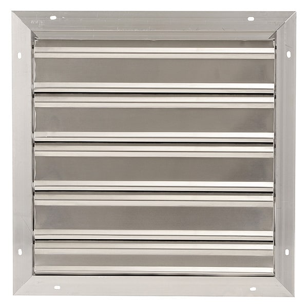 Dayton 18 in 21"H-W 5 1/4"L Aluminum Backdraft Damper, 18-1/2 in x 18-1/2 in, Aluminum - 3HHN7