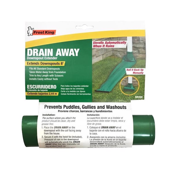 Frost King Frost King Drain Away 0.1 in. H X 7.25 in. W X 8 ft. L Green Vinyl Downspout Extension - DE200