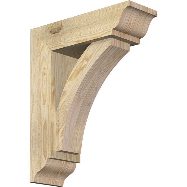 Ekena Millwork Thorton Traditional Rough Sawn Bracket w/ Offset Brace, Douglas Fir, 6"W x 18"D x 22"H - BKT0604X18X22THR01RDF