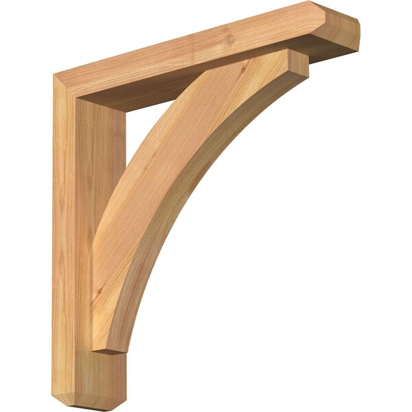 Ekena Millwork Thorton Craftsman Smooth Bracket w/ Offset Brace, Western Red Cedar, 3 1/2"W x 16"D x 16"H - BKT0402X16X16THR04SWR